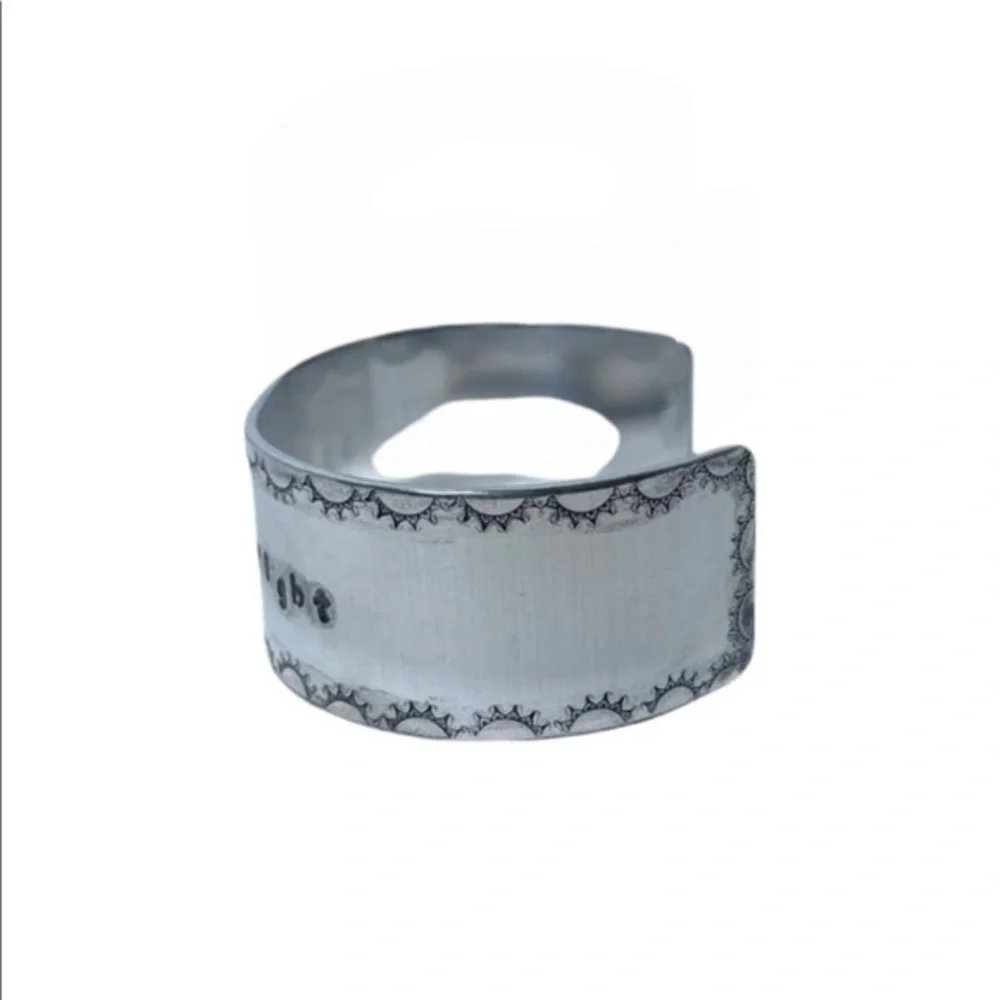 Handmade stamped‎ celestial sun Shine bright wide adjustable cuff bracelet